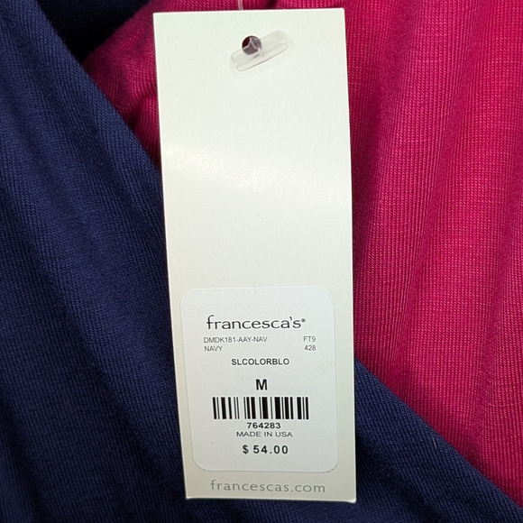 NWT Francesca's Alya Pink and Blue Color-Block Maxi Dress - Picture 4 of 5